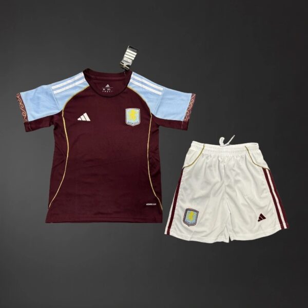 Aston Villa 2025/26 Kids Home Kit – Full Youth Set