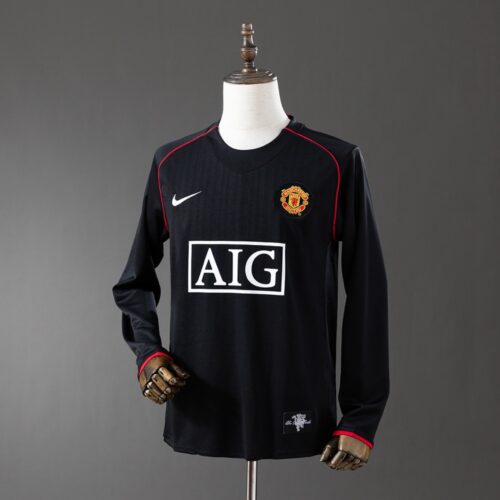 Manchester United 2007/08 Away Long Sleeve Retro Jersey – Black Champions Edition
