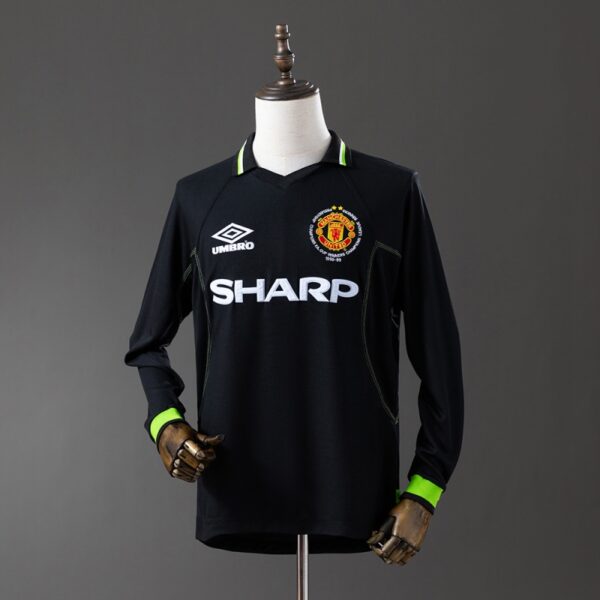 img_6488 Manchester United 1998/99 Second Away Black Long Sleeve Retro Jersey – Treble Edition