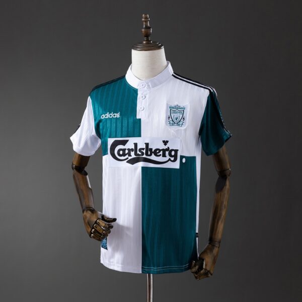 Liverpool 1995/96 Away Retro Jersey – Classic White & Green Edition