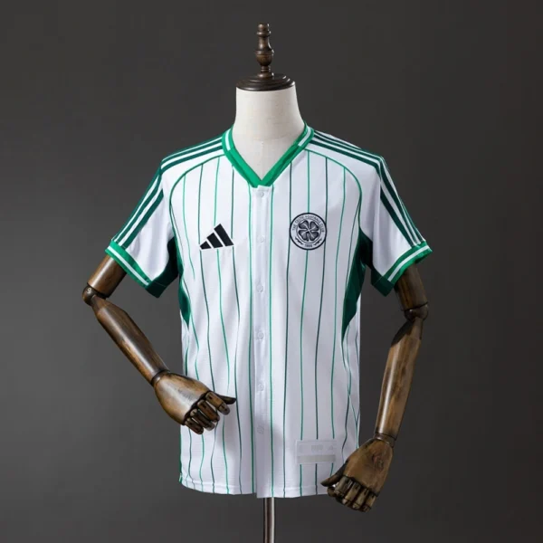 Celtic 2025/26 US Pack Full Button Baseball Jersey – White