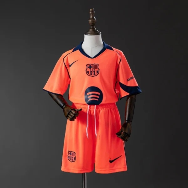FC Barcelona 2025/26 Kids Third Kit – Orange Edition