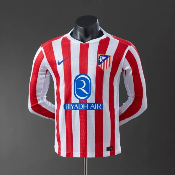 Atlético Madrid 2025/26 Home Long Sleeve Player Version Jersey