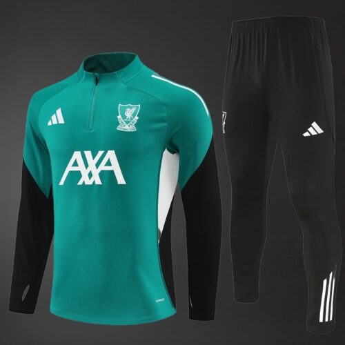 Liverpool 2025/26 Adult & Kids Long Sleeve Green Training Tracksuit – Full Training Set