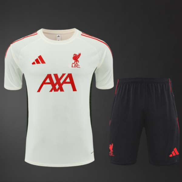 Liverpool 2025/26 Short Sleeve White Training Kit – Adult & Kids Set
