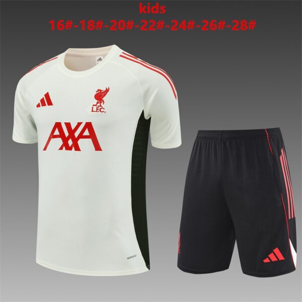 Liverpool 2025/26 Short Sleeve White Training Kit – Adult & Kids Set