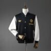Manchester United White & Black Baseball Jacket – Classic Varsity Edition