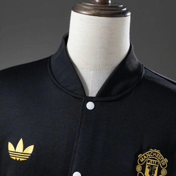 Manchester United White & Black Baseball Jacket – Classic Varsity Edition