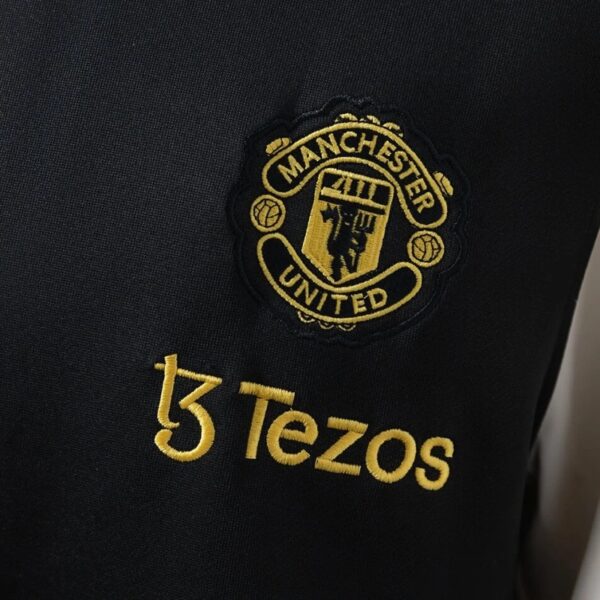 Manchester United White & Black Baseball Jacket – Classic Varsity Edition