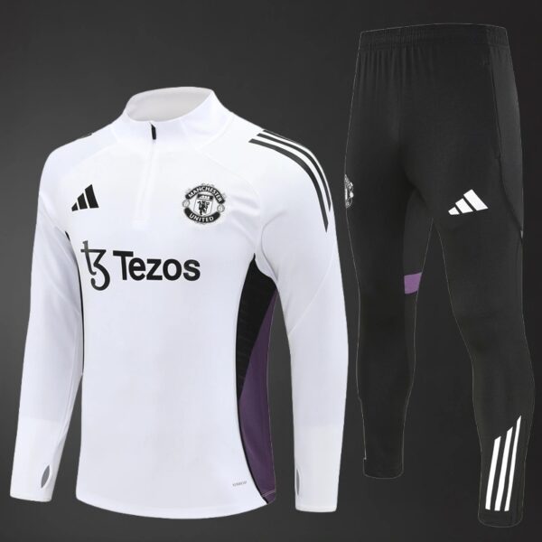 Manchester United 2025/26 White & Purple Training Tracksuit – Adult & Kids Set