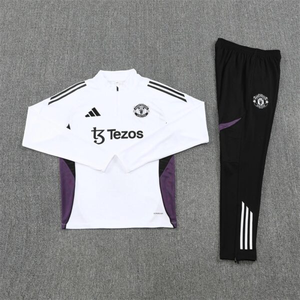 Manchester United 2025/26 White & Purple Training Tracksuit – Adult & Kids Set