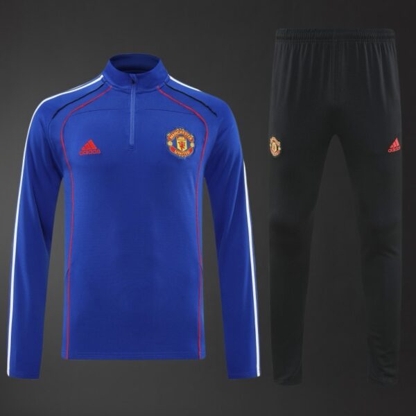 Manchester United 2025/26 Training Tracksuit Blue 1/4 Zip– Adult & Kids Set