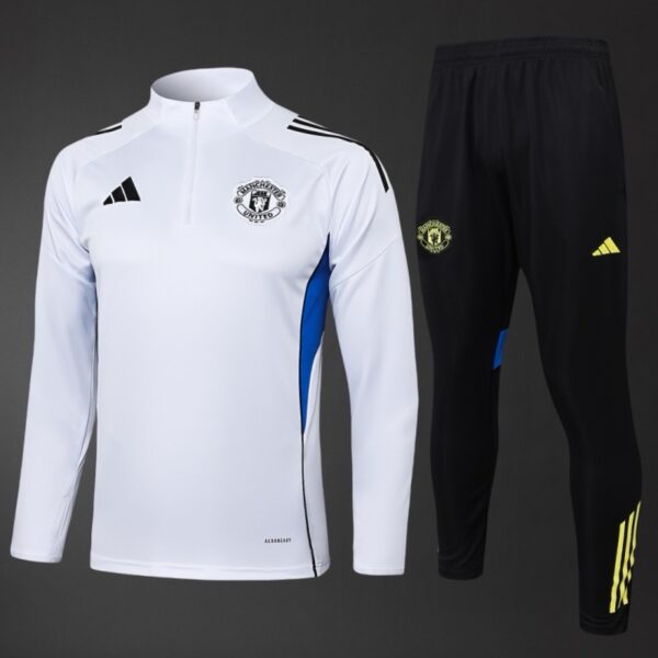 Manchester United 2025/26 Training Tracksuit White 1/4 Zip– Adult & Kids Set