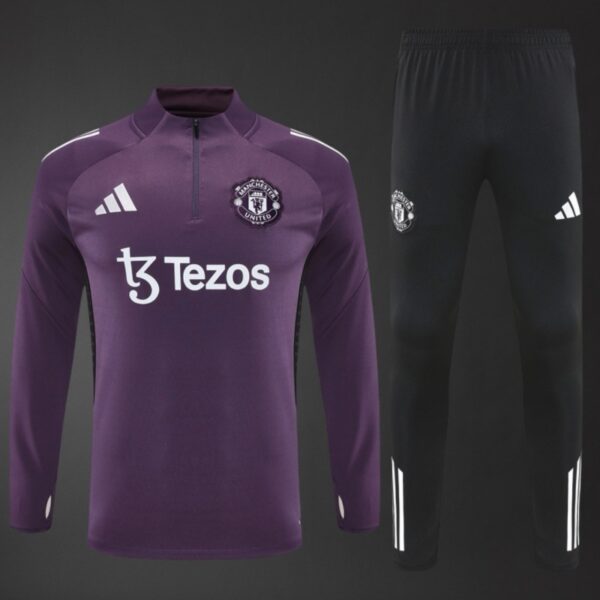 Manchester United 2025/26 Training Tracksuit Purple 1/4 Zip– Adult & Kids Set