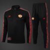 Manchester United 2025/26 Training Tracksuit Black & Red 1/4 Zip– Adult & Kids Set