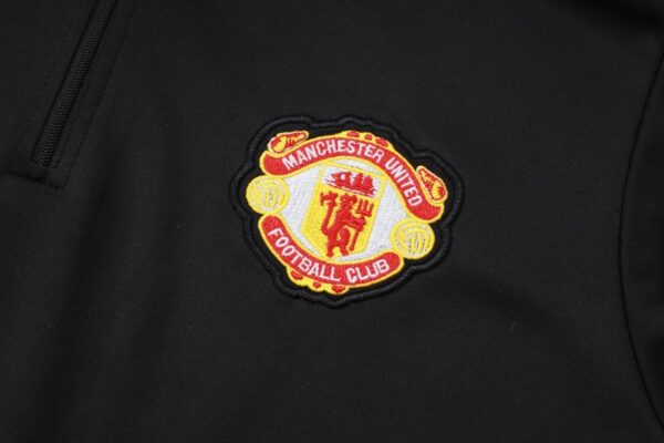 Manchester United 2025/26 Training Tracksuit Black & Red 1/4 Zip– Adult & Kids Set